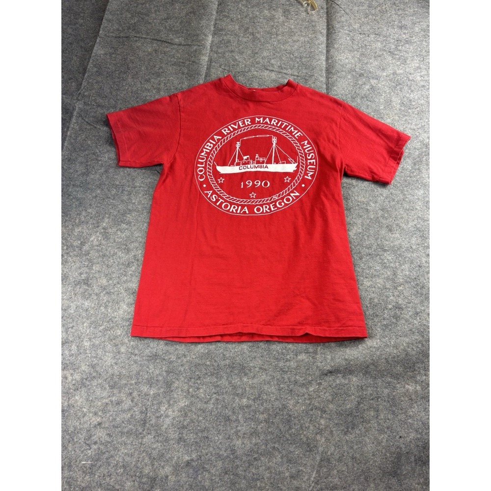VTG 80's Single Stitch T Shirt Columbia River Maritime Museum Hanes BEEFY T Sz M